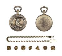 Juego de Dados de Metal - Poliédrico de aleación de Zinc de 7 Piezas con de Reloj de Bolsillo 6.5x4.5cm | Mini Dados con Estuche con patrón de dragón, diseño de Almacenamiento, Juego de Roles | R