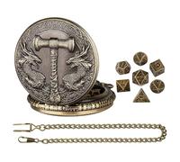 Juego de dados del - Eńsemble Đè Đè de metal poliédrico | Caja de reloj de bolsillo con bolsillo políédrico Eń Mérietall Dragon con Bòîťìer ë Mė Đė Påòche Vintage, accesorio Dôē Juego Dè So, marrón