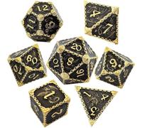 Juego de dados DND de metal sólido, juego de rol D&D, cadena de ancla, DND de metal, dados de poliedro, juego de dados de metal para Pathfinder Warhammer RPG juegos de mesa Golden Black