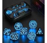 Juego de dados DND recargable, ZHOORQI juego de dados luminosos geniales para mazmorras y dragones, dados poliédricos LED con caja de carga para regalos de juegos de rol (Blue-Shackles)