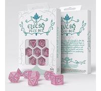 Juego de Dados Elvish Shimmering Rosa y Blanco por Q-Workshop, Juego de Mesa de Dados