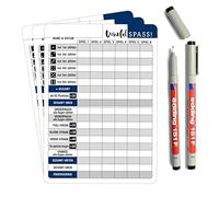 Juego de dados lavable con lápices, 3 hojas DIN A5, reutilizables, con 2 rotuladores, para personas mayores, escritura extragrande y números, juego para personas (3 unidades lavables + bolígrafos)