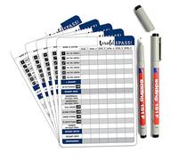 Juego de Dados Lavable con lápices, 5 Hojas DIN A5, Reutilizables, con 2 rotuladores, para Personas Mayores, Escritura Extragrande y números, Juego para Personas (5 Unidades Lavables + bolígrafos)