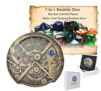 Juego de Dados metálicos DND y d con Caja de Regalo 7pcs d4, d6, d8, d10, d12, d20 y d%, Adecuado para el Juego de rol Dragon and Underground City(Antique Brass)