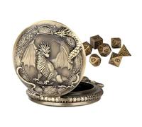 Juego de Dados Miniatura,Juguete Metálico Poliédrico con Estuche de Reloj de Bolsillo - 7 Piezas para Juegos De rol Y De Mesa - para Jugadores, Adultos, Juegos de Mesa de rol, Fiestas, Hogar, y Viaje