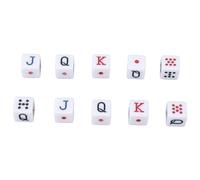 Juego de Dados numéricos JQK de 10 Piezas, Cubos de Dados duraderos de plástico de 16 mm de 6 Caras para Juegos de Mesa, Juegos de póker, enseñanza de matemáticas, Blanco,