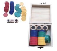 Juego de dados para derecha e izquierda en el centro, 3 dados y 48 fichas en una caja de madera, divertido juego de dados para izquierda y derecha en el centro para juegos de fiesta