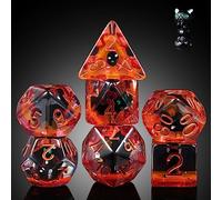 Juego de dados para juegos de gato negro D&D, DNDND 7 dados DND de resina con bolsa de terciopelo para juegos de rol y juegos de mesa de Calabozos y Dragones (gato negro)