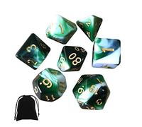 Juego de dados poliédricos DND, 7 dados de juego verde y blanco para Dungeon and Dragons D&D RPG MTG juegos de mesa, D4 D8 D10 D12 D20