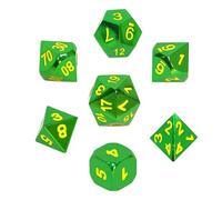 Juego de Dados Rebel RPG - Metal - Verde con números Amarillos