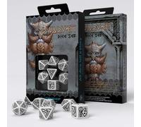 Juego De Dados RPG Dwarven Blanco Y Negro De 7 Dados Para Juegos De D&D