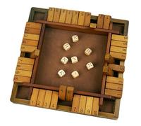 Juego de Dados Shut The Box - Tablero de Madera de 4 Lados para 2-4 Jugadores | Juego Familiar de Matemáticas y Juguete Educativo para Padres e Hijos | Mesa para Bar, Fiesta, Pub para Adultos