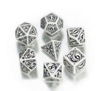 Juego De Dados Steampunk - 7 Piezas - Blanco Y Negro