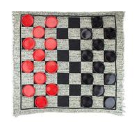 Juego de damas grandes 3 en 1 portátil con alfombra reversible para interiores y exteriores, juego de mesa para y familia, fácil de usar, juego de damas gigantes vintage con alfombrilla reversible