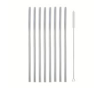 Juego de de Acero Inoxidable Adecuado para Bebidas, Café, Té y Bares - de Tubo 304 de Resistencia, Tubos Rectos para Batidos, Té, Cafeterías, Restaurantes, Regalos de Vacaciones