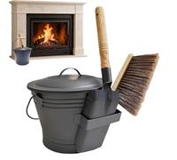 Juego de de Cenizas - Cubo de Basura de Acero Resistente, Multiusos, Kit de Limpieza Completo, diseño Seguro para Evitar derrames, para, Hoguera, Patio, Patio, Interior y