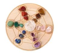 Juego de de - Kit de Meditación con Piedras Preciosas, Piedras Curativas con Placa de Madera con Geometría | de Coloridos para Limpieza de Energía, Relajación, Sanación