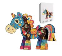 Juego de de madera, actividad educativa sobre el caballo, de 19 x 14 x 7 cm con acabado refinado, de madera resistente, juguete único de diseño creativo