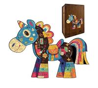 Juego de de madera, actividad educativa sobre el caballo, de 19 x 14 x 7 cm con acabado refinado, de madera resistente, juguete único de diseño creativo