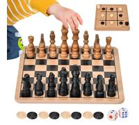 Juego de de Madera: Tablero Plegable de Doble Cara, Piezas de artesanales, Juegos compactos para Juegos de Estrategia, Kit de Entretenimiento de Mesa | Configuración para Viajes a casa