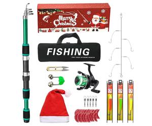 Juego de de Navidad, Equipo de con de Almacenamiento, caña de Pescar para Principiantes con Carrete, para niños, Padre, Marido, Amigos, Hombres, Lago, Arroyo, río, Estanque