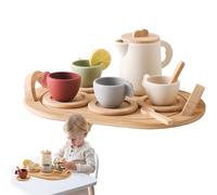 Juego de de té de princesas - Accesorios de cocina de madera | Juguetes de rol para niños | Tiempo de juego para niños pequeños, actividad alimentaria, regalo apto para lavavajillas, regalo de