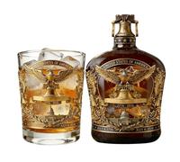 Juego de decantador Bourbon - Combo de vasos de whisky de 15 x 10 x 6 cm, botella de 8 x 8 x 9 cm, elegante colección de bebidas, accesorio de bar premium para hombres, padres, maridos, camareros