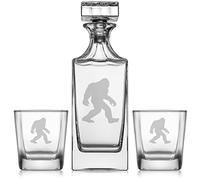 Juego de decantador de whisky con 2 vasos de whisky Old Fashioned Rocks Bigfoot Sasquatch