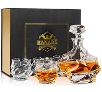 Juego de decantador de whisky Emperor, 5 piezas KANARS jarra de cristal de primera calidad sin plomo con 4 vasos de cóctel de estilo antiguo para beber whisky o probar café en caja de regalo de lujo.