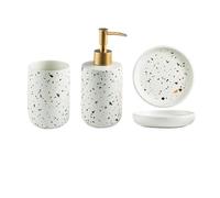 Juego De Decoración Baño, Cerámica, Botella Emulsión, Vaso for Hacer Gárgaras, Jabonera, Materiales Arte(White set1)