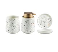 Juego De Decoración Baño, Cerámica, Botella Emulsión, Vaso for Hacer Gárgaras, Jabonera, Materiales Arte(White set3)