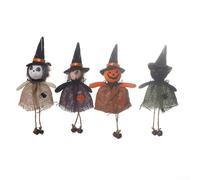 Juego de decoración colgante de Halloween de 4 piezas con diseños de calabaza, bruja y gato negro, adecuado para decoración de fiestas en interiores y exteriores (colgador Dude)