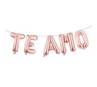 Juego de decoración con texto en inglés I Love You TE AMO - Globos de letras españolas I Love You, banner de boda, aniversario, proponer decoración de fiesta de matrimonio (TE AMO oro rosa)