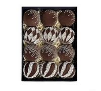 Juego de decoración de árbol de Navidad 12PCS 8CM bolas flocadas brillantes para festividades para exhibición navideña (XM0167S - marrón)