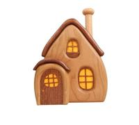 Juego de decoración de casa de libro de cuentos de madera, adornos hechos a mano con ventanas de luz cálida, exhibición de pueblo para estante, escritorio, mesa (modelo de casa de cabaña dale)