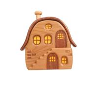 Juego de decoración de casa de libro de cuentos de madera, adornos hechos a mano para el hogar con ventanas de luz cálida, exhibición de pueblo para estante, escritorio, mesa (modelo de casa de campo