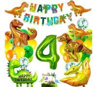 Juego de Decoración de Cumpleaños de Dinosaurio para Niño de 4 Años - Globo XXL y Decoración Jungle, Globos Verdes para Fiestas