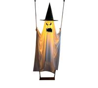 Juego de decoración de fantasmas de Halloween, 6 pies con control remoto, luces LED Glowing Swing Ghost Halloween Decor for Outdoor Indoor Front Door Patio Yard Garden Terrace Lawn Tree Tree