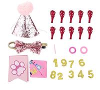 Juego de decoración de fiesta de cumpleaños para perros | Trajes de cumpleaños para mascotas con sombrero, bufanda y pajarita | Pañuelo reutilizable para razas pequeñas/medianas/grandes | 17