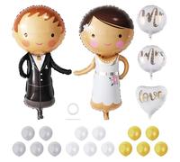 Juego de decoración de globos de boda de 22 piezas, globos elegantes para decoración de bodas, globos de aluminio para bodas, novios y novios, adecuados para bodas, aniversarios de boda