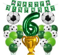 Juego de decoración de globos de fútbol para 6º cumpleaños, color verde, 25 piezas, niños, 6 años, unisex
