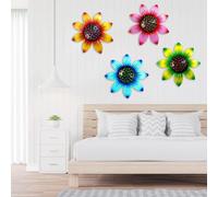 Juego de decoración de pared de flores de metal estético, mejora tu hogar o jardín con arte natural (rosa)