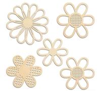 Juego de decoración de pared de flores huecas de madera bohemia para decoración contemporánea del hogar con cinco paneles de madera a juego
