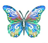 Juego de decoración de pared de mariposa de metal rústico para valla de jardín, patio, patio al aire libre con estilo vibrante y construcción de hierro de larga duración (C)