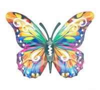Juego de decoración de pared de mariposa de metal rústico para valla de jardín, patio, patio al aire libre con estilo vibrante y construcción de hierro de larga duración (B)