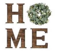 Juego de decoración de pared para el hogar - Arte de letras de granja elegante acento interior diseño colgante inspirado en plantas verdes | Crea calidez visual en la de la puerta del
