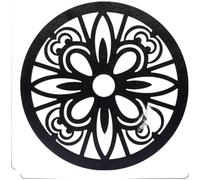 Juego de decoración de pared redonda de talla de madera bohemia, apliques florales, arte para el hogar de madera natural para sala de estar, dormitorio, entrada, color negro, 25 x 25 cm (F)