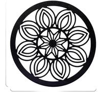 Juego de decoración de pared redonda de talla de madera bohemia, apliques florales, arte para el hogar de madera natural para sala de estar, dormitorio, entrada, color negro, 25 x 25 cm (A)
