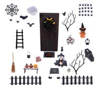 Juego de decoración en miniatura para casa de muñecas de Halloween, figuras de madera de resina 3D, pintadas a mano, recortables, con accesorios para decoración de mesa, casa de muñecas, escena de