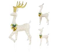 Juego de decoración navideña - Pack de 3 Figuras de Reno Impermeables iluminadas LED para Exteriores | Luminosos para decoración navideña para el hogar, jardín, césped, Caminos y Eventos